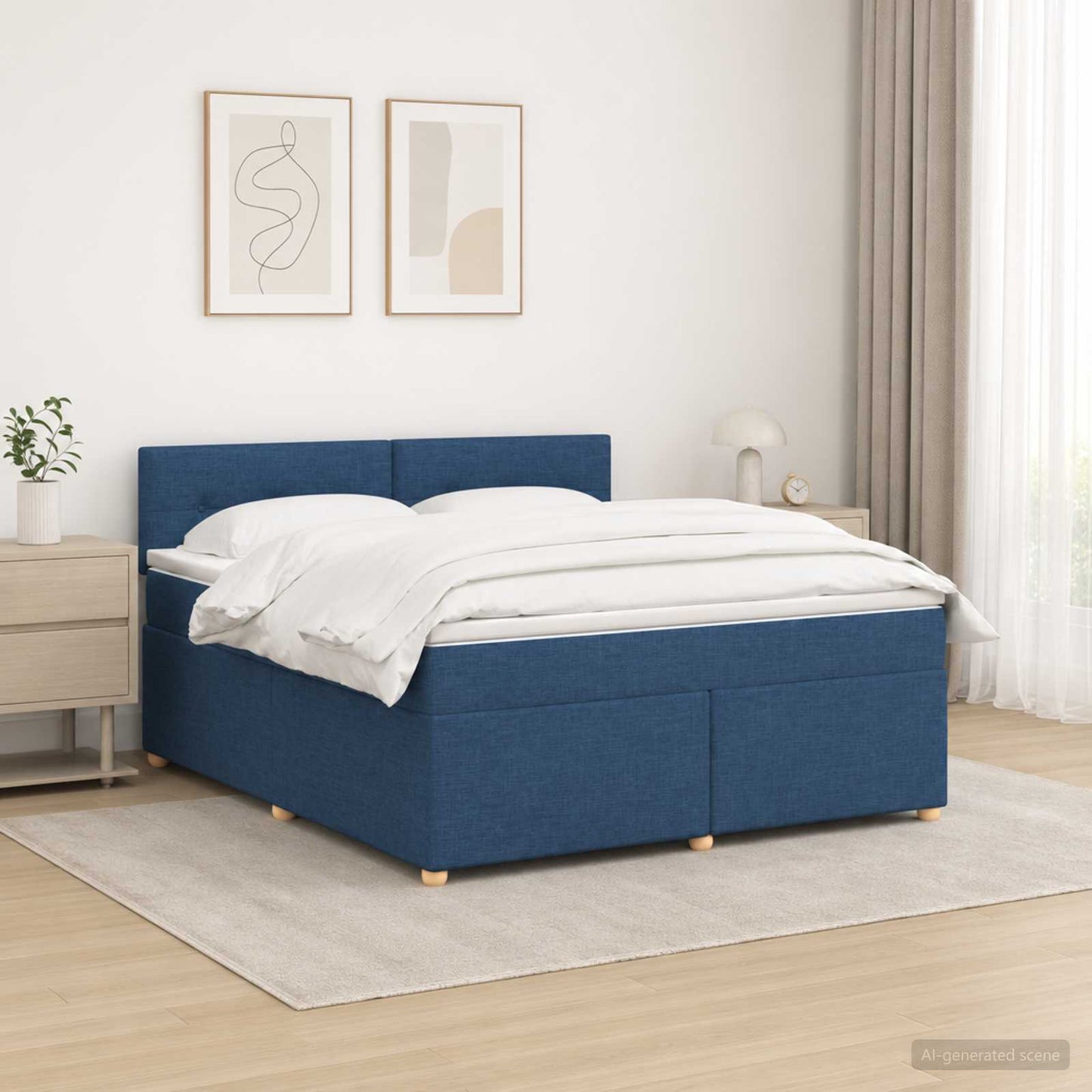 Boxspringbed met matras met hoofdeinde Blauw 180 x 200 cm Stof