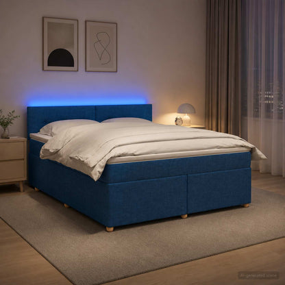Boxspringbed met matras met hoofdeinde Blauw 180 x 200 cm Stof