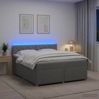 Boxspringbed met matras Lichtgrijs 180 x 200 cm Stof