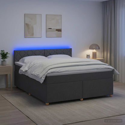 Boxspringbed met matras Donkergrijs 180 x 200 cm Stof