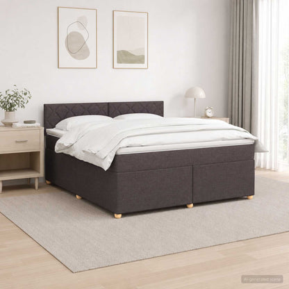 Boxspringbed met matras Donkerbruin 140 x 190 cm Stof
