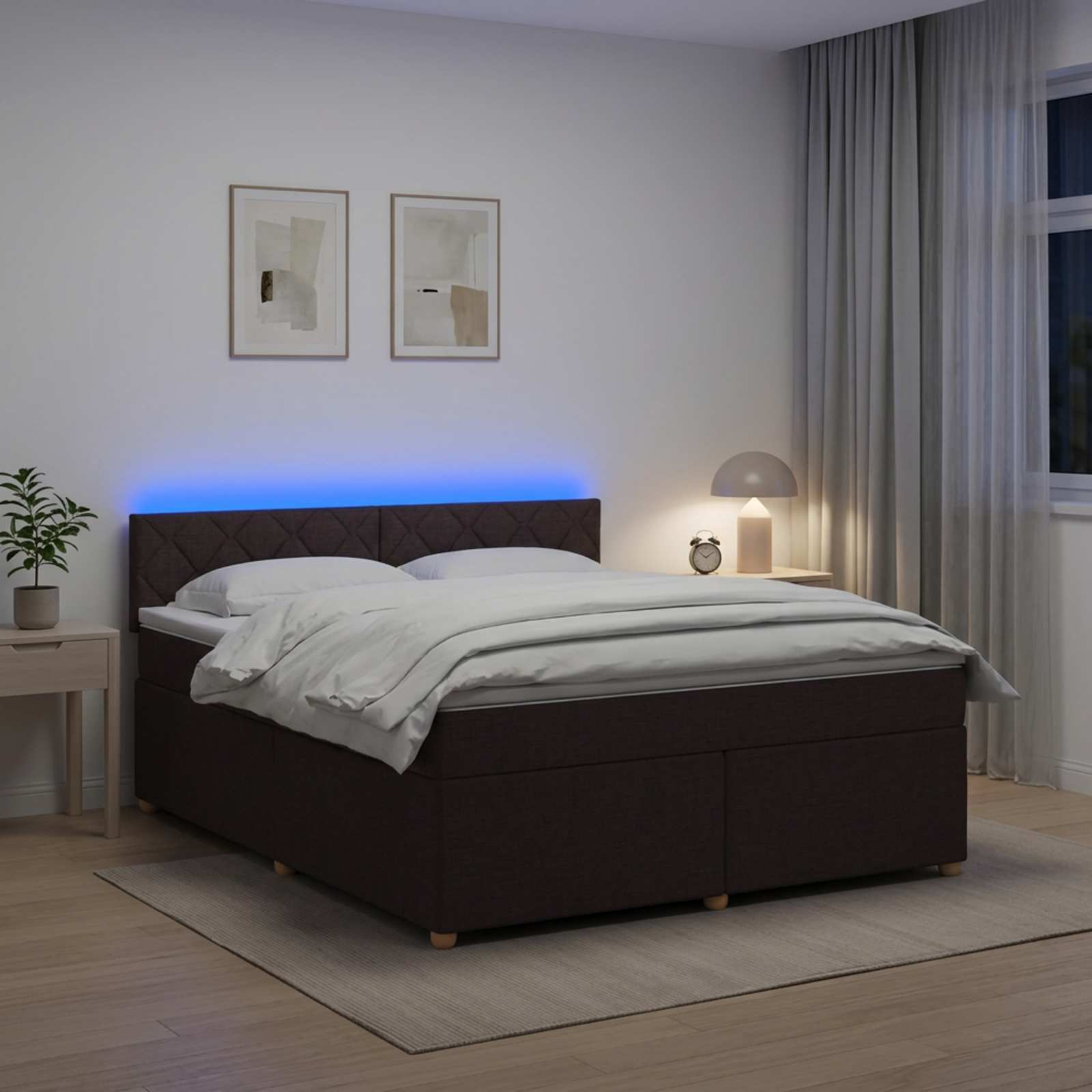 Boxspringbed met matras Donkerbruin 140 x 200 cm Stof