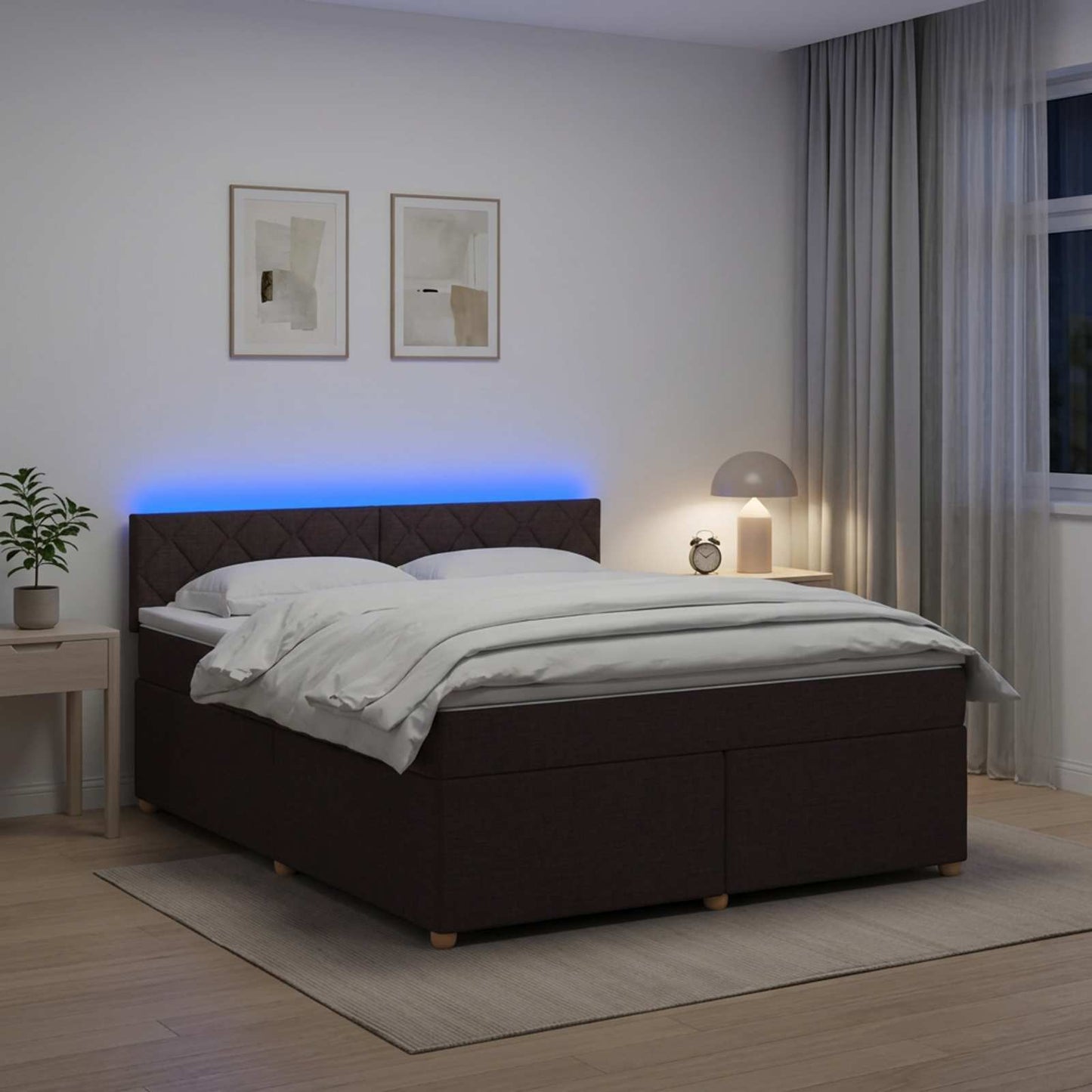 Boxspringbed met matras Donkerbruin 180 x 200 cm Stof