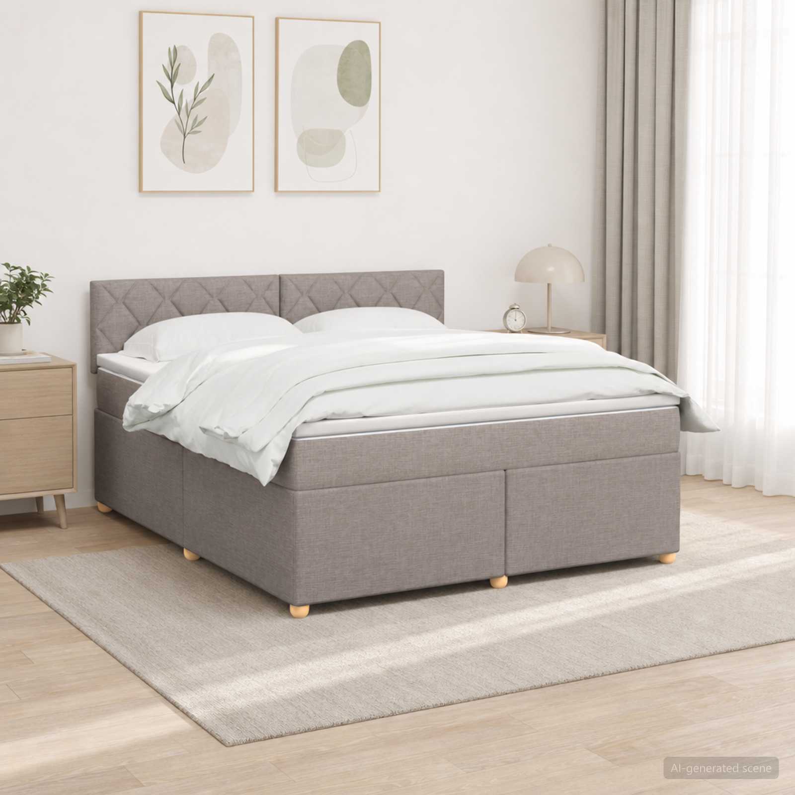 Boxspringbed met matras met hoofdeinde Taupe 180 x 200 cm Stof