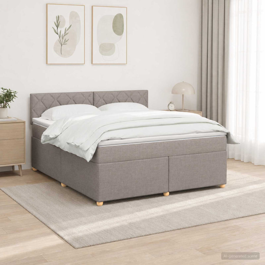Boxspringbed met matras met hoofdeinde Taupe 140 x 200 cm Stof