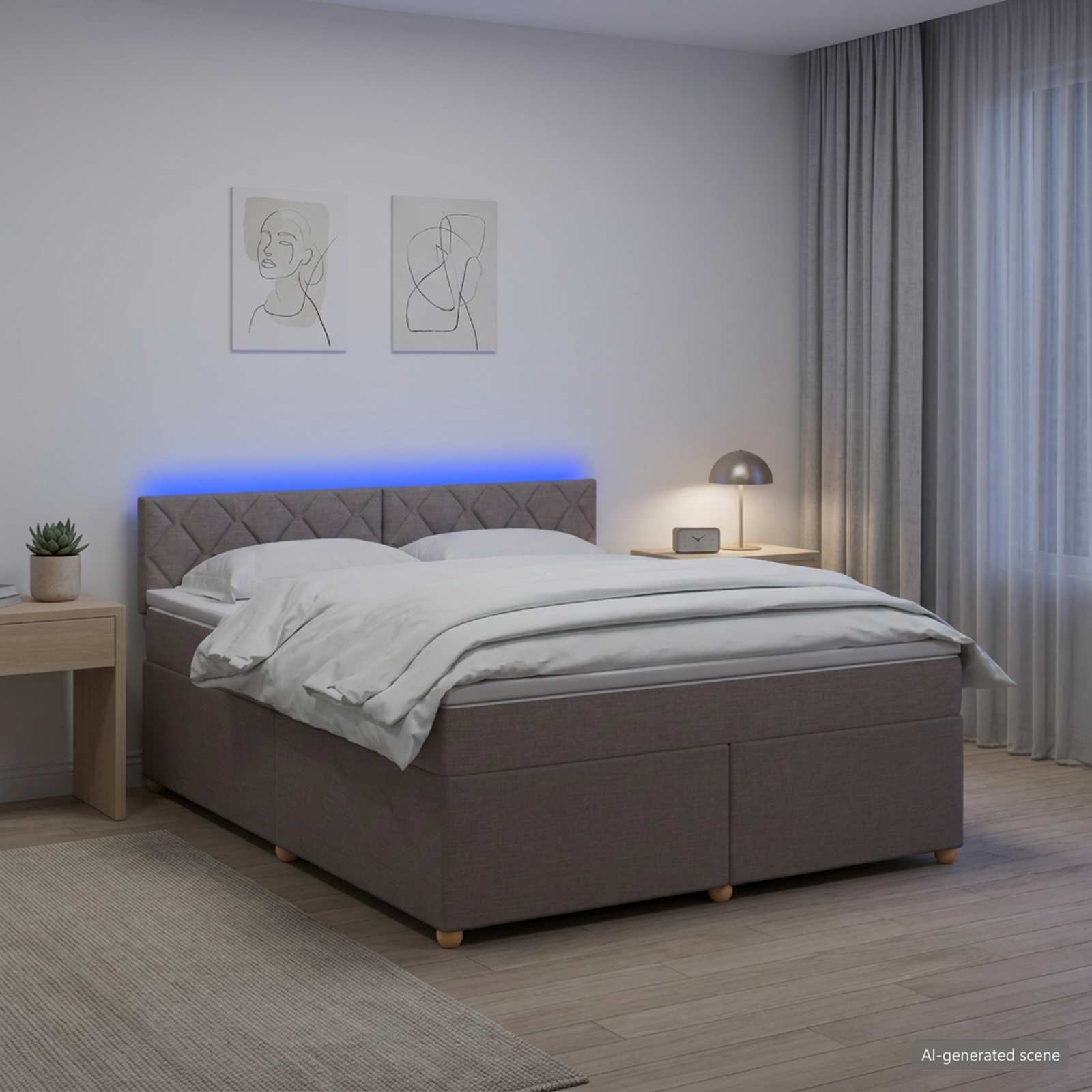 Boxspringbed met matras met hoofdeinde Taupe 140 x 200 cm Stof