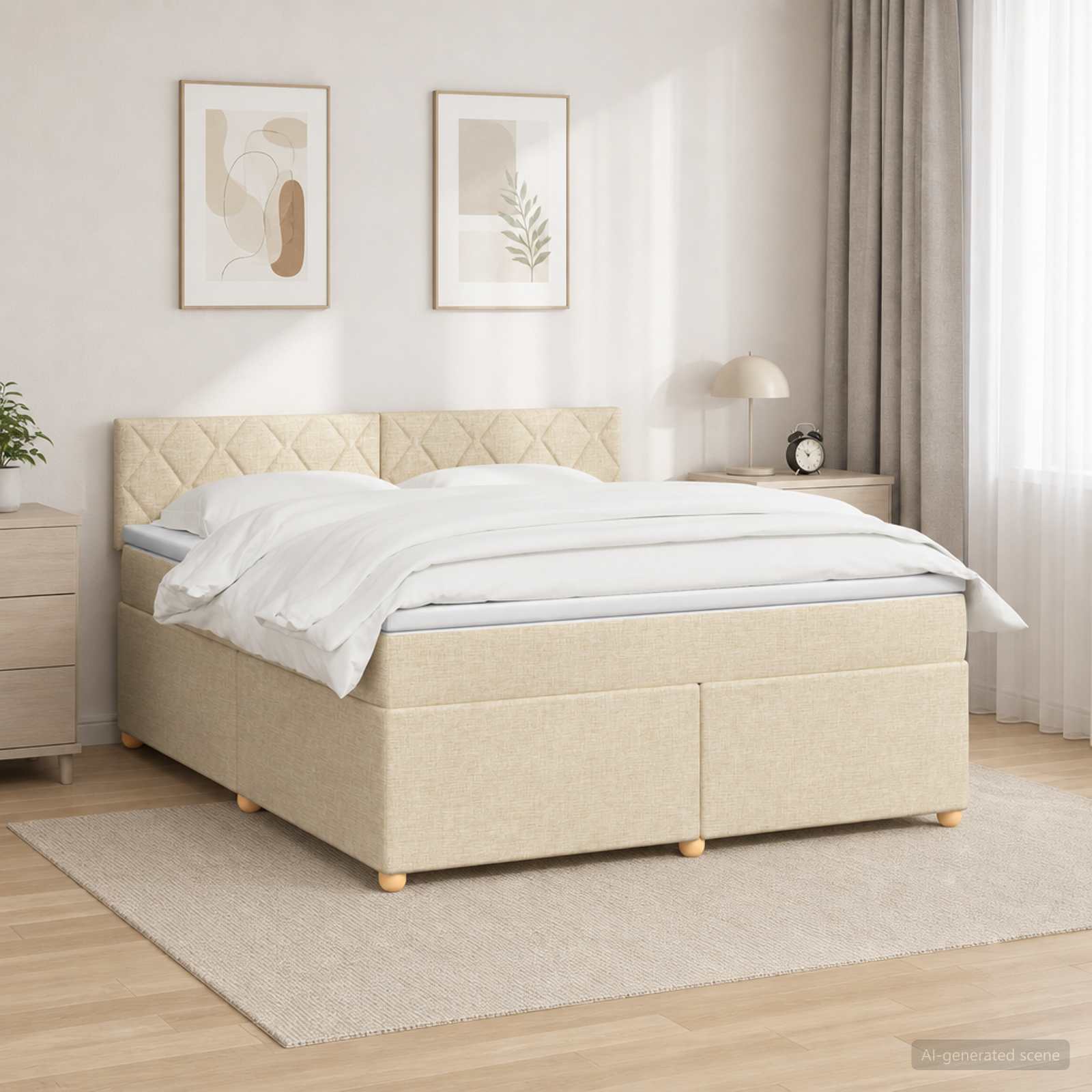 Boxspringbed met matras Crèmekleurig 160 x 200 cm Stof