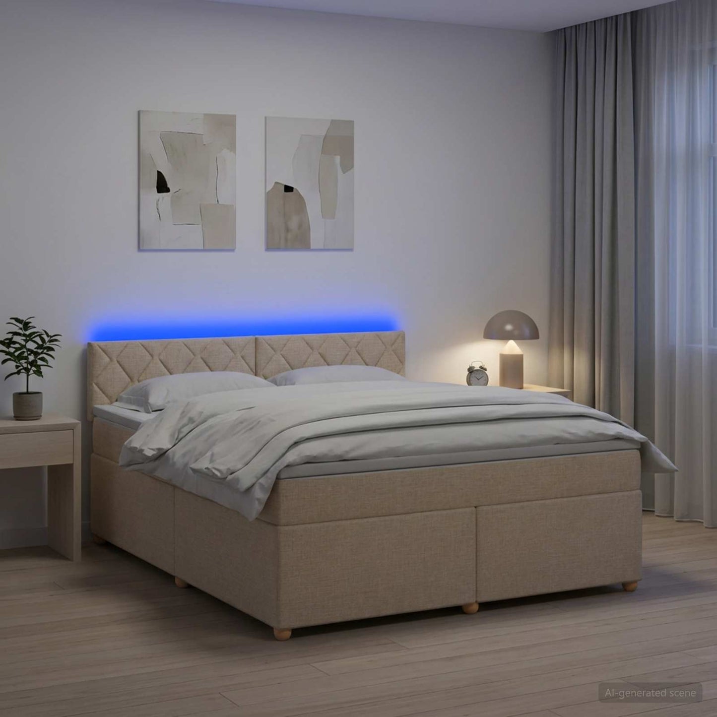 Boxspringbed met matras Crèmekleurig 180 x 200 cm Stof