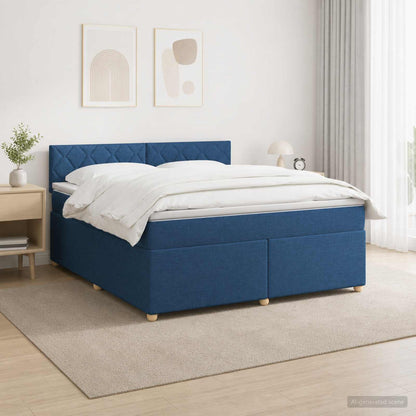 Boxspringbed met matras met hoofdeinde Blauw 160 x 200 cm Stof