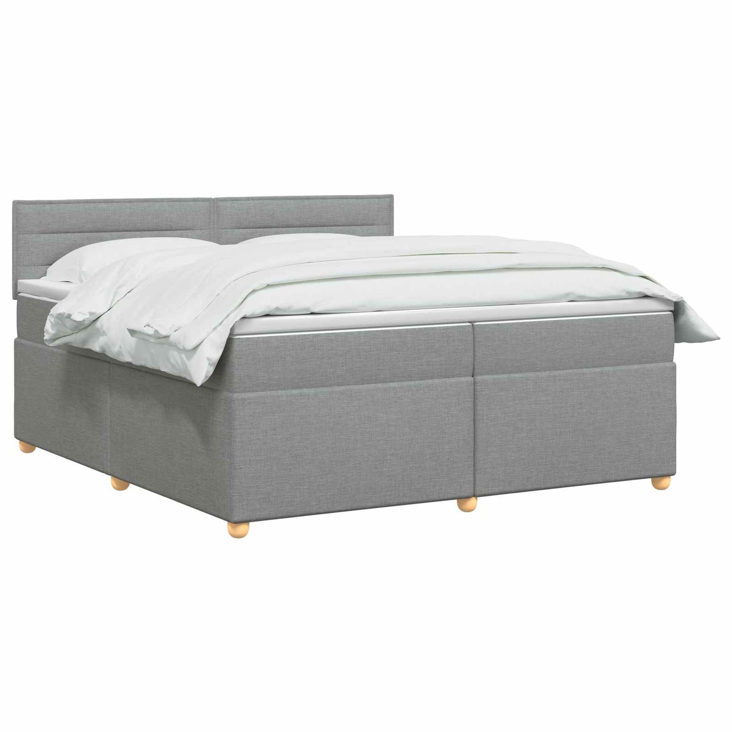 Boxspringbed met matras Lichtgrijs 200 x 200 cm Stof