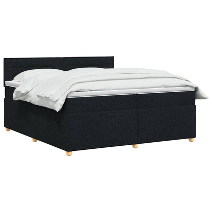 Boxspringbed met matras met hoofdeinde Zwart 200 x 200 cm Stof
