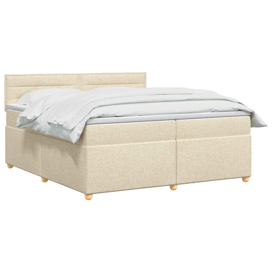 Boxspringbed met matras Crèmekleurig 200 x 200 cm Stof