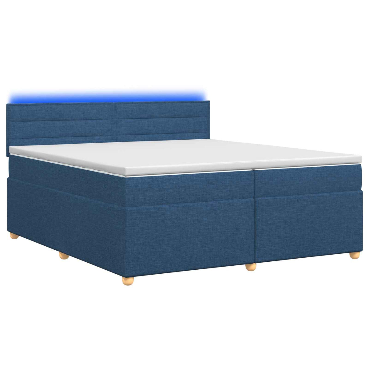 Boxspringbed met matras met hoofdeinde Blauw 200 x 200 cm Stof