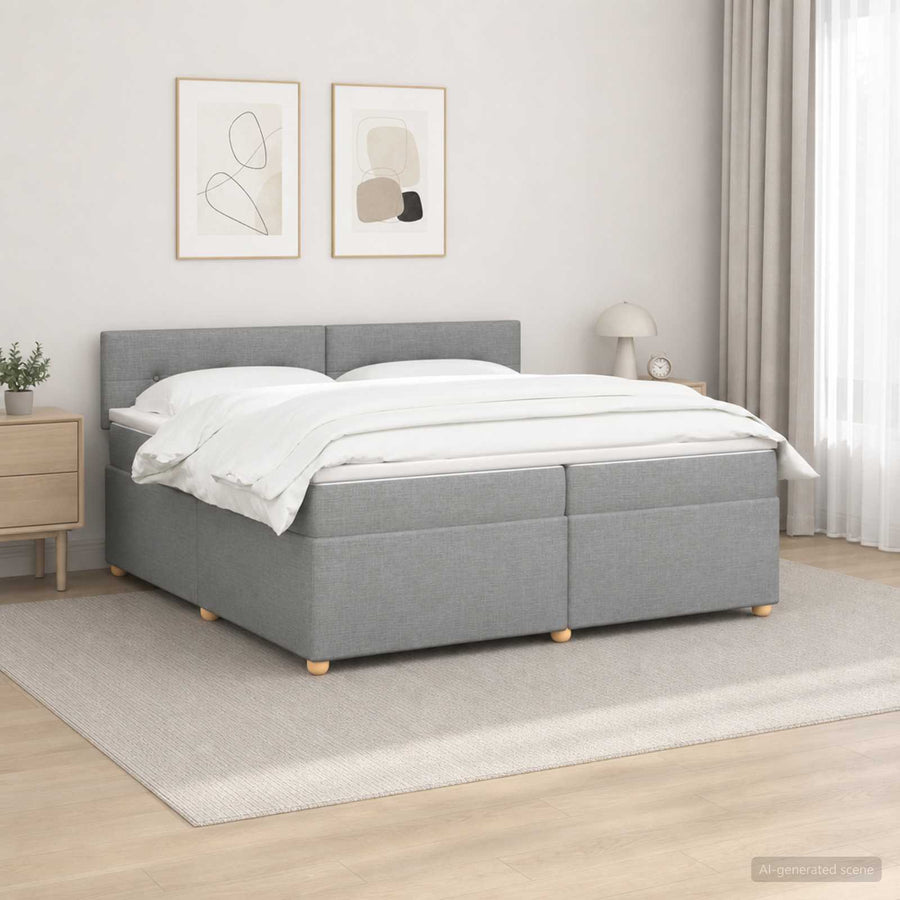 Boxspringbed met matras Lichtgrijs 200 x 200 cm Stof