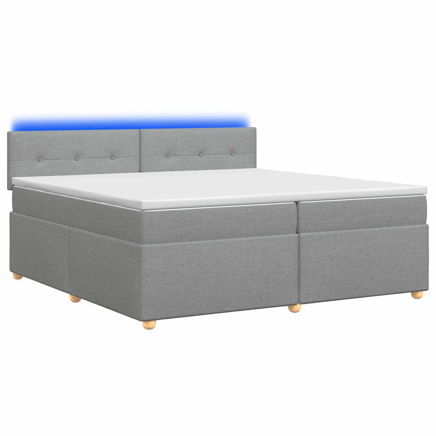Boxspringbed met matras Lichtgrijs 200 x 200 cm Stof