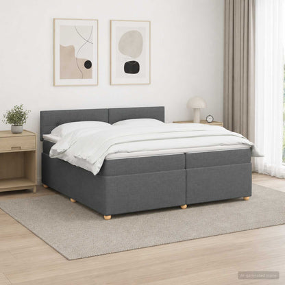 Boxspringbed met matras Donkergrijs 200 x 200 cm Stof
