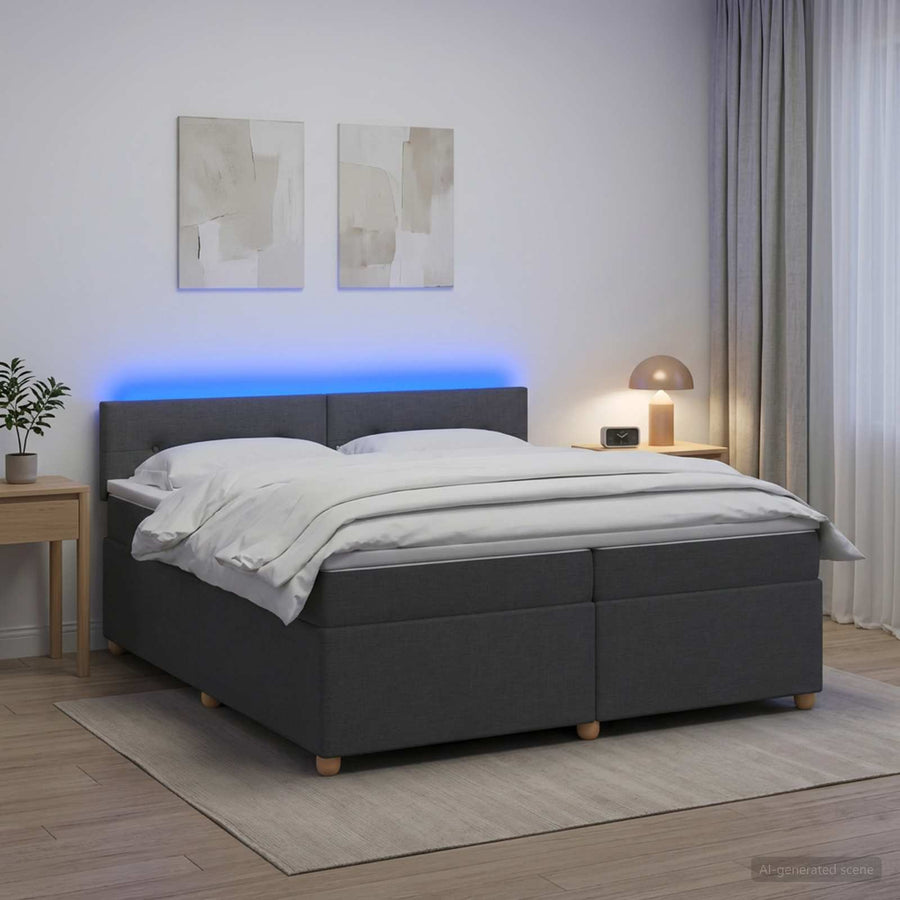 Boxspringbed met matras Donkergrijs 200 x 200 cm Stof