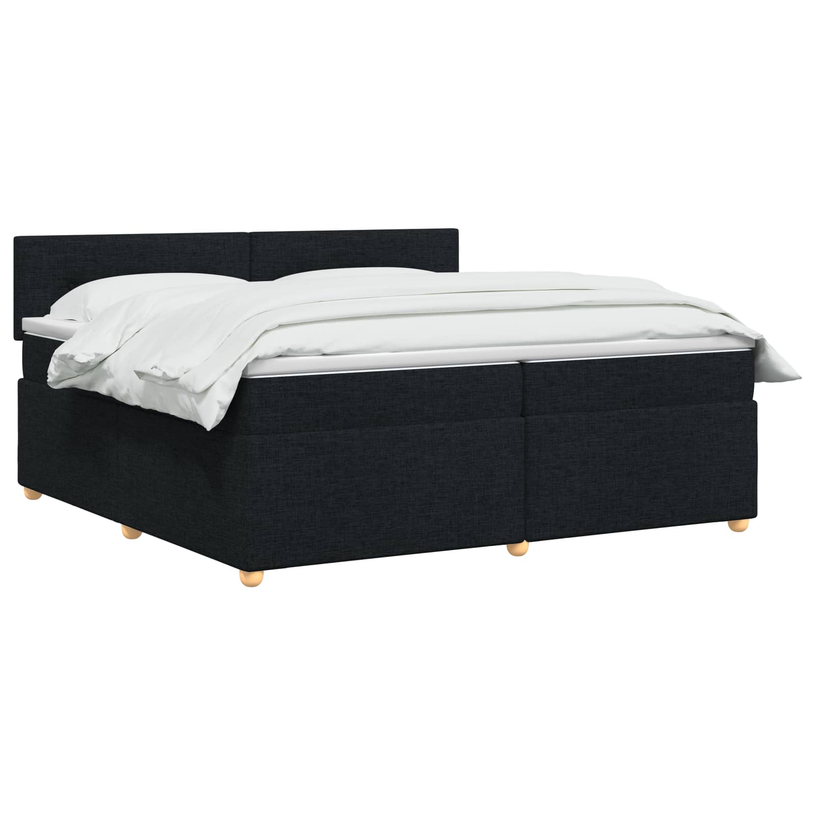 Boxspringbed met matras met hoofdeinde Zwart 200 x 200 cm Stof
