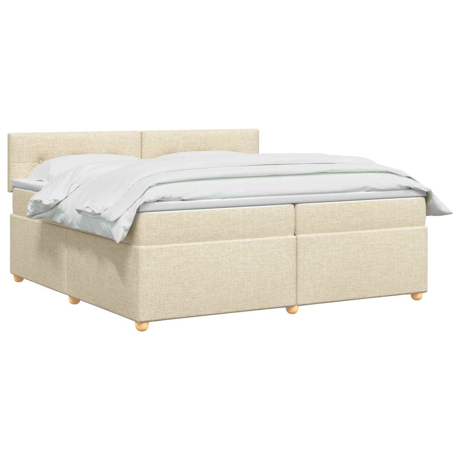 Boxspringbed met matras Crèmekleurig 200 x 200 cm Stof