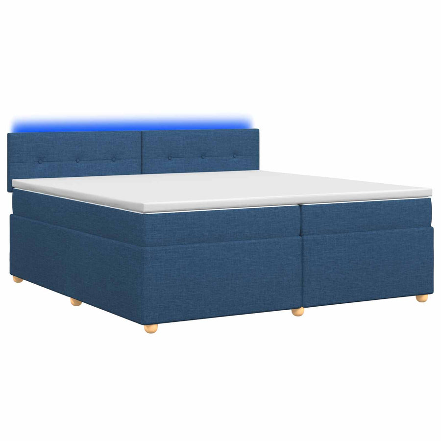 Boxspringbed met matras met hoofdeinde Blauw 200 x 200 cm Stof