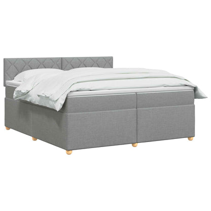 Boxspringbed met matras Lichtgrijs 200 x 200 cm Stof