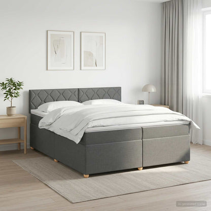 Boxspringbed met matras Donkergrijs 200 x 200 cm Stof