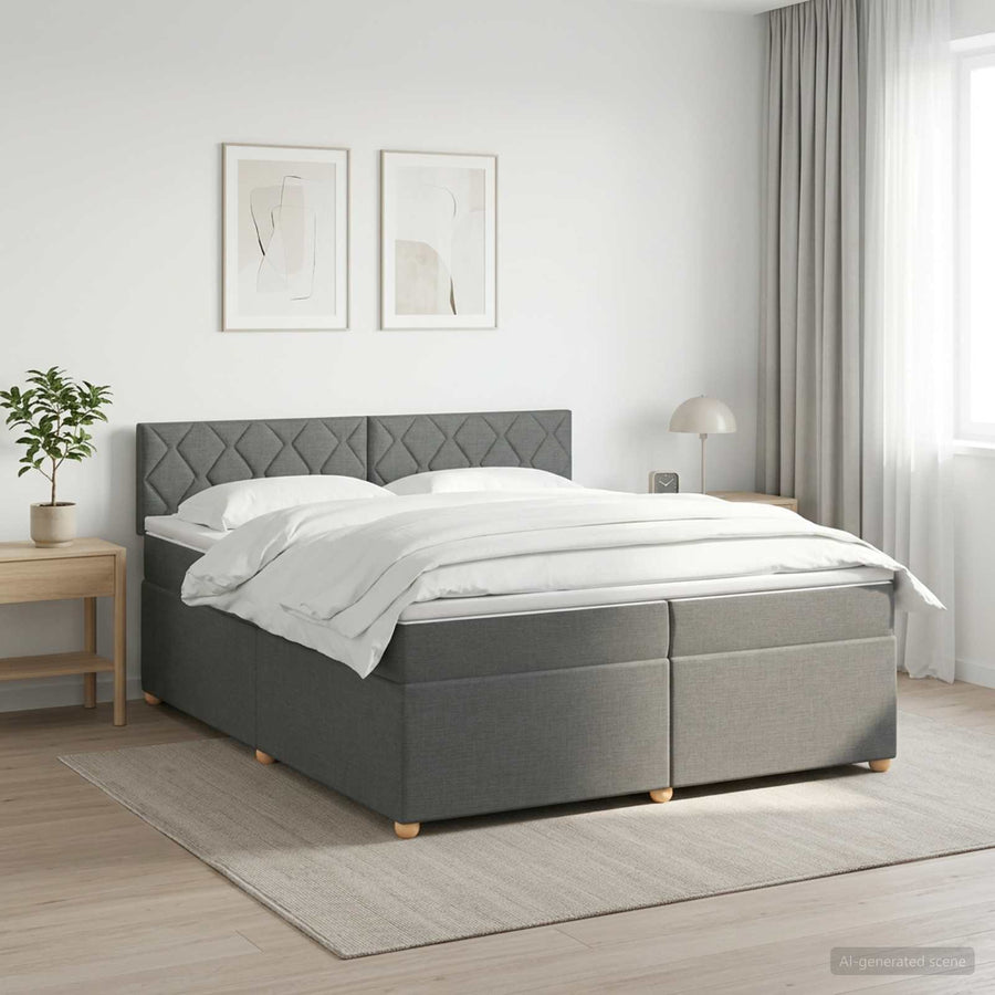 Boxspringbed met matras Donkergrijs 200 x 200 cm Stof