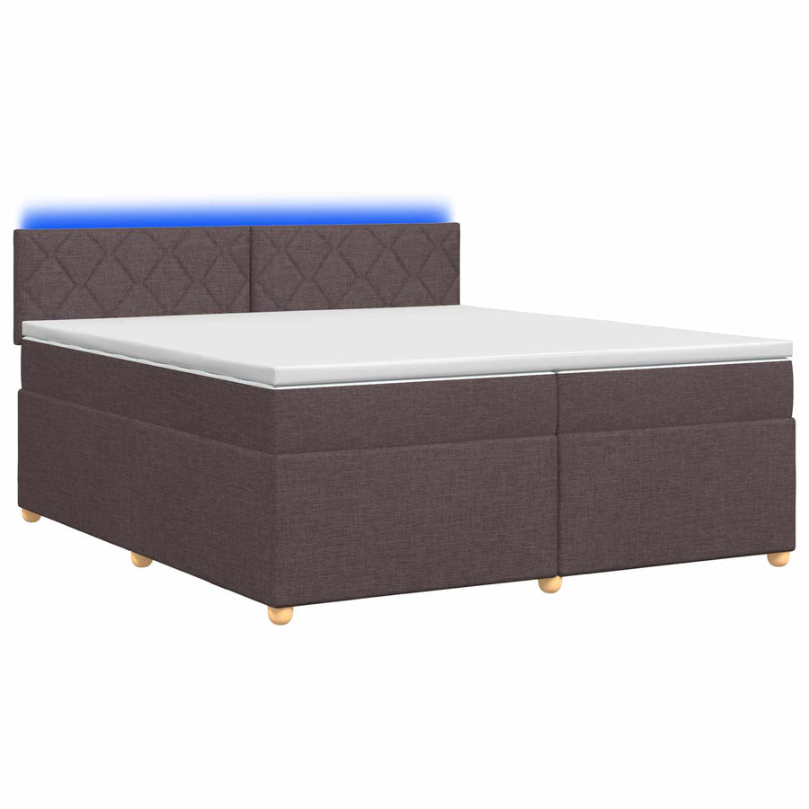 Boxspringbed met matras Donkerbruin 200 x 200 cm Stof