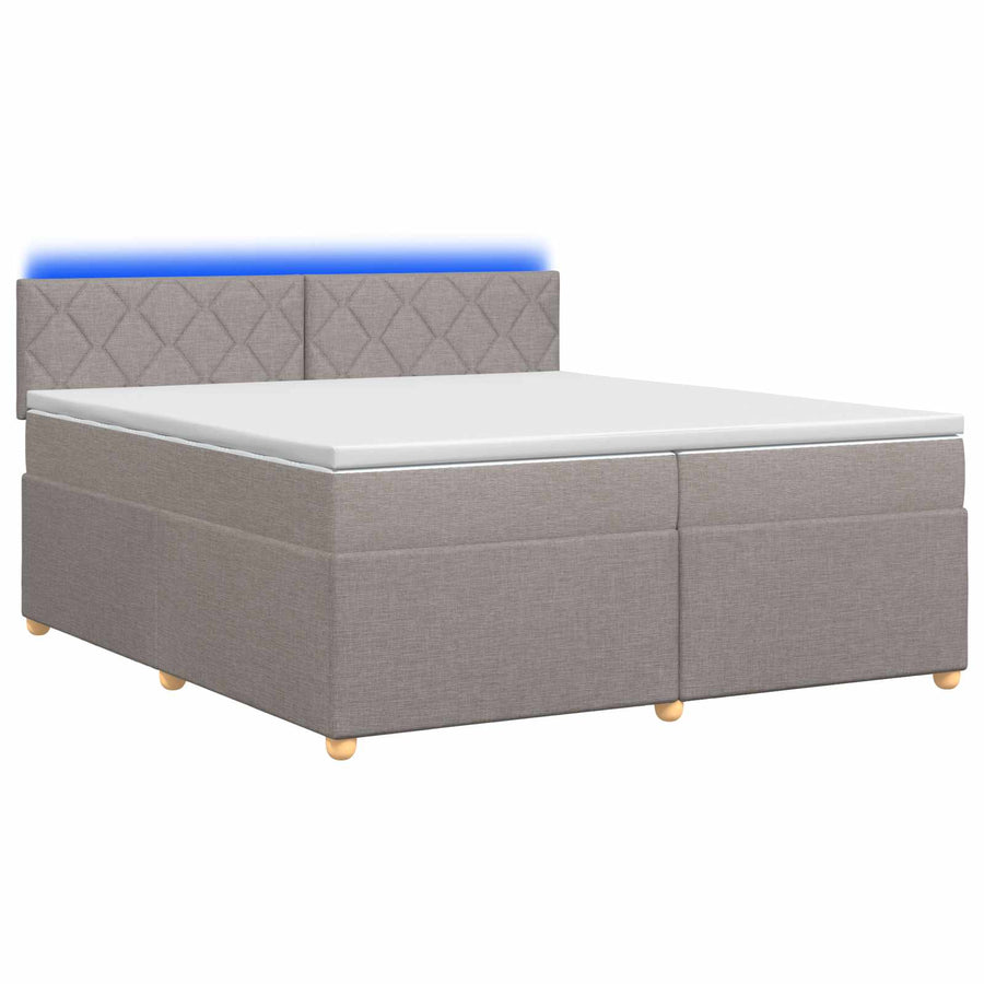 Boxspringbed met matras met hoofdeinde Taupe 200 x 200 cm Stof