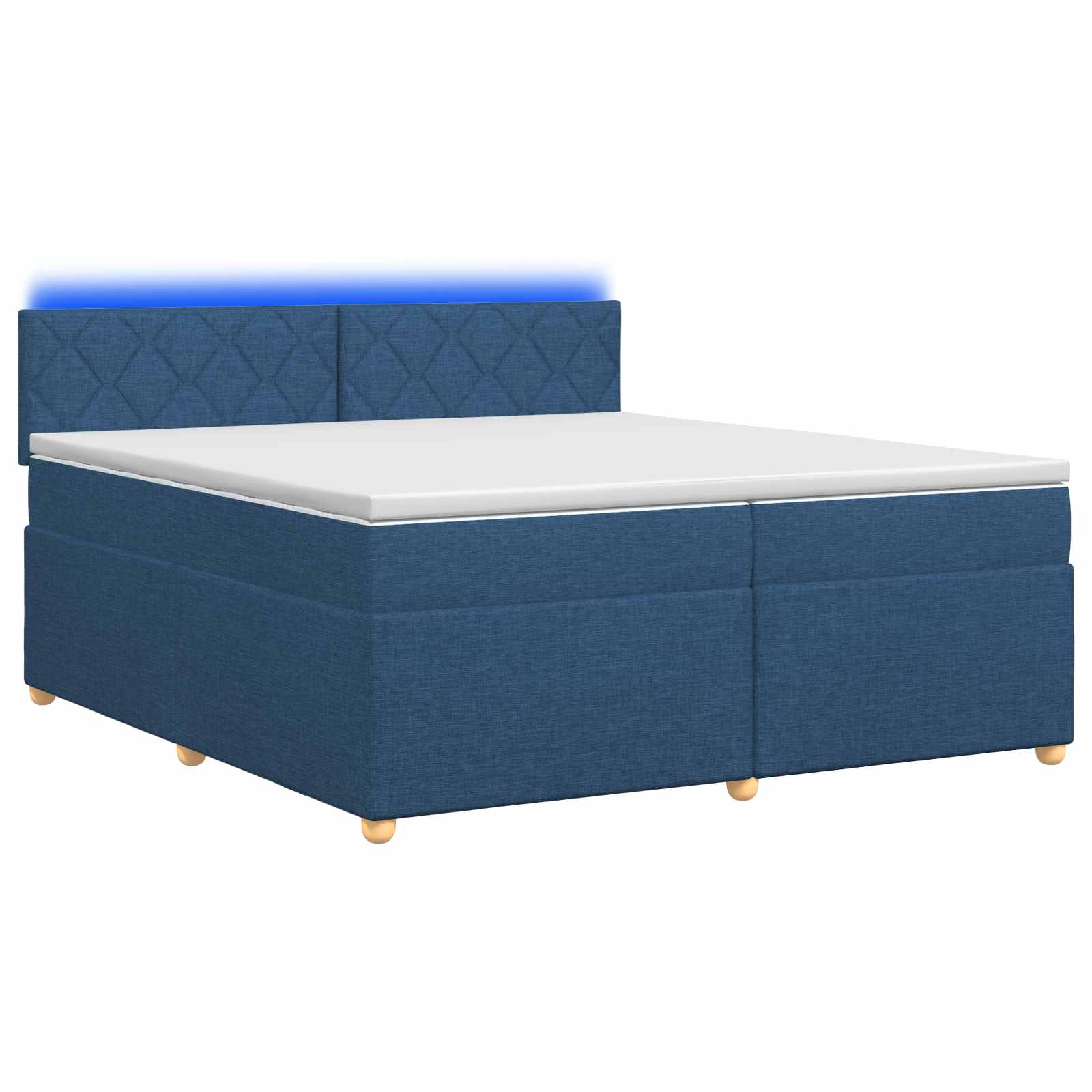 Boxspringbed met matras met hoofdeinde Blauw 200 x 200 cm Stof