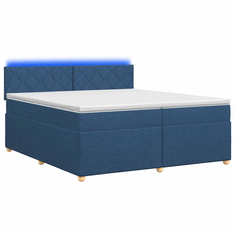 Boxspringbed met matras met hoofdeinde Blauw 200 x 200 cm Stof