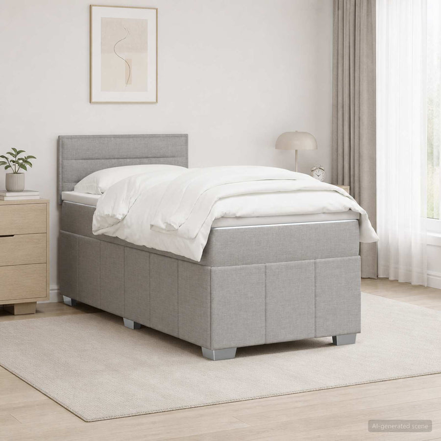 Boxspringbed met matras Lichtgrijs 100 x 200 cm Stof