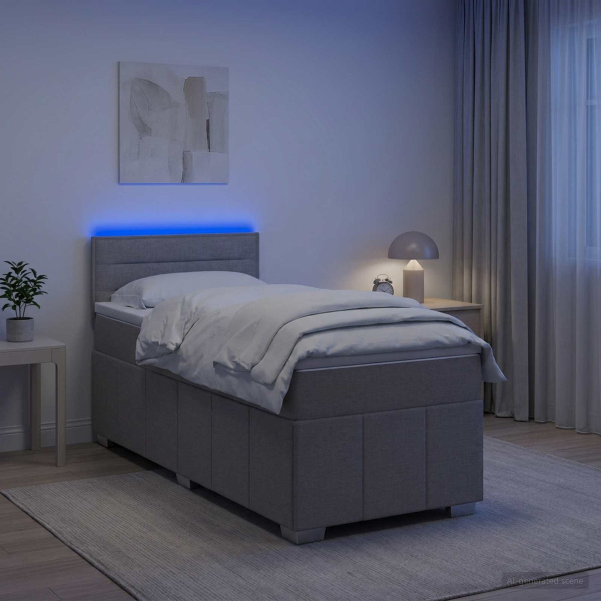 Boxspringbed met matras Lichtgrijs 100 x 200 cm Stof