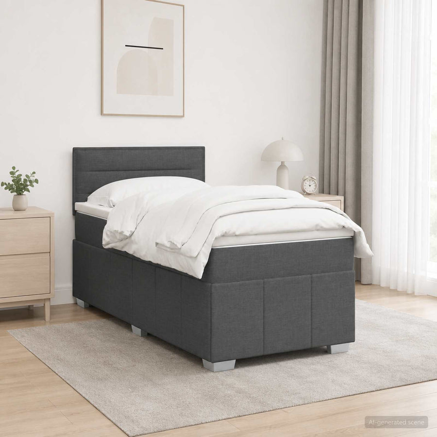 Boxspringbed met matras Donkergrijs 100 x 200 cm Stof