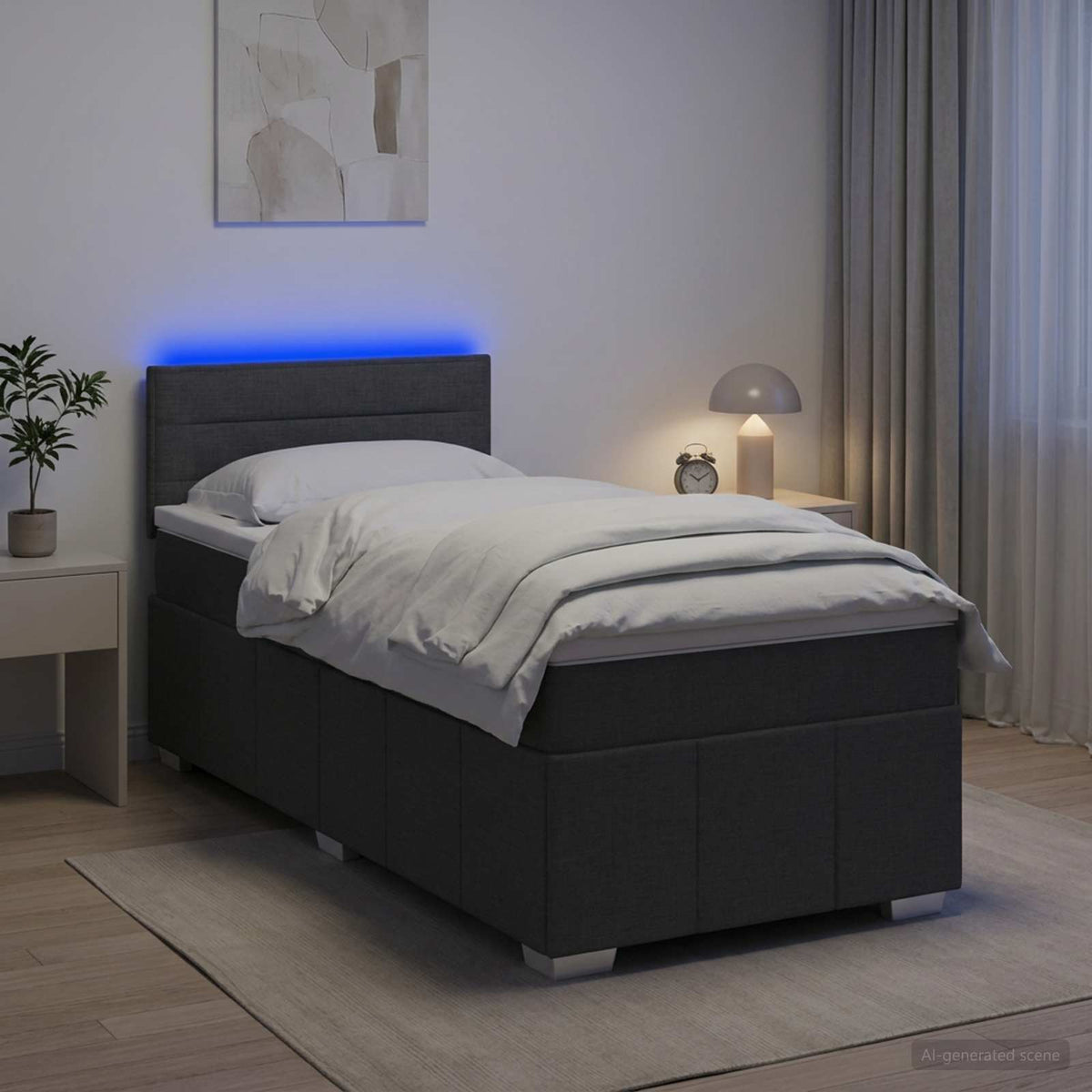 Boxspringbed met matras Donkergrijs 100 x 200 cm Stof
