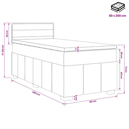 Boxspringbed met matras Donkergrijs 80 x 200 cm Stof