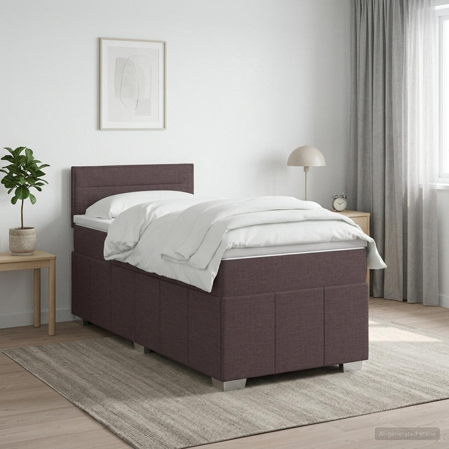 Boxspringbed met matras Donkerbruin 100 x 200 cm Stof