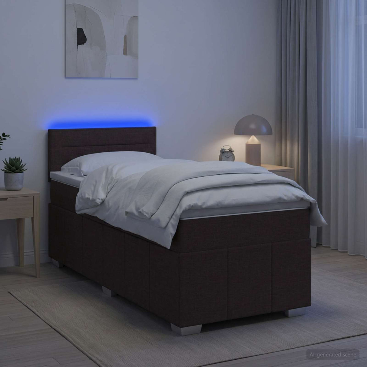 Boxspringbed met matras Donkerbruin 100 x 200 cm Stof