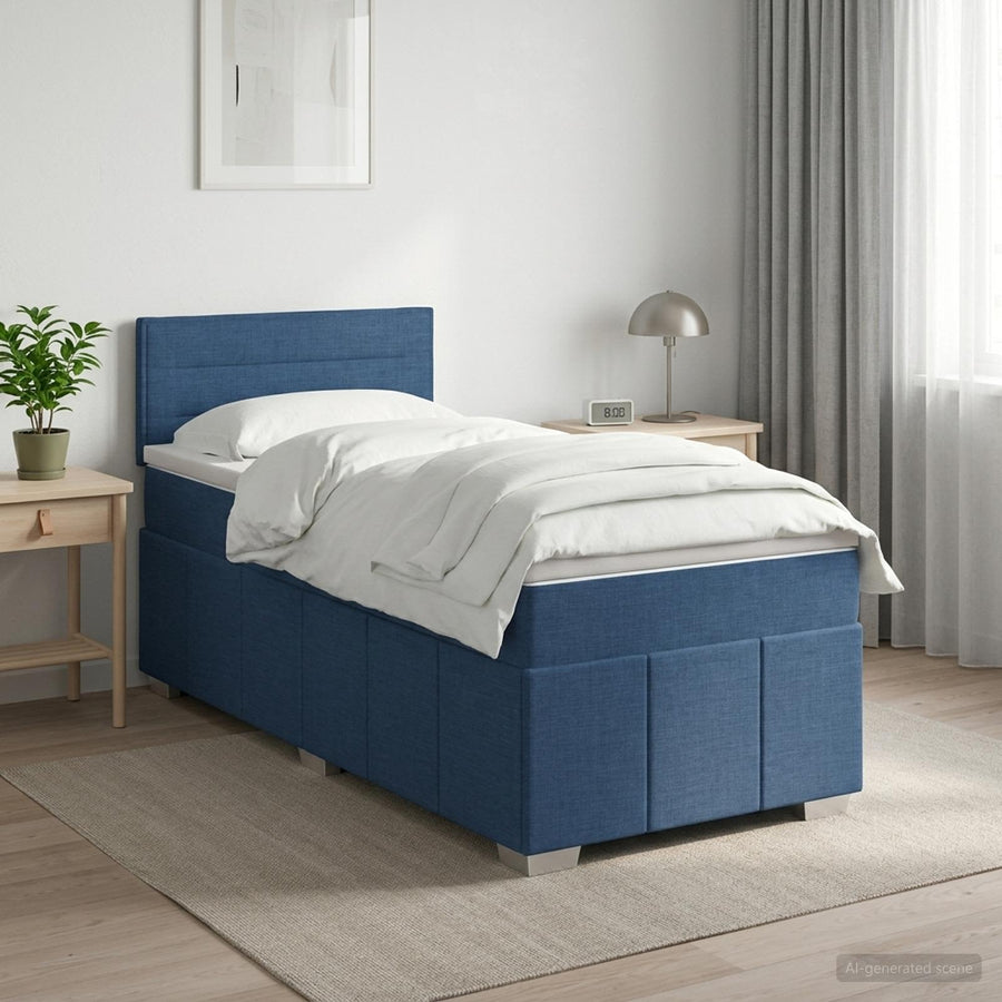 Boxspringbed met matras met hoofdeinde Blauw 90 x 200 cm Stof