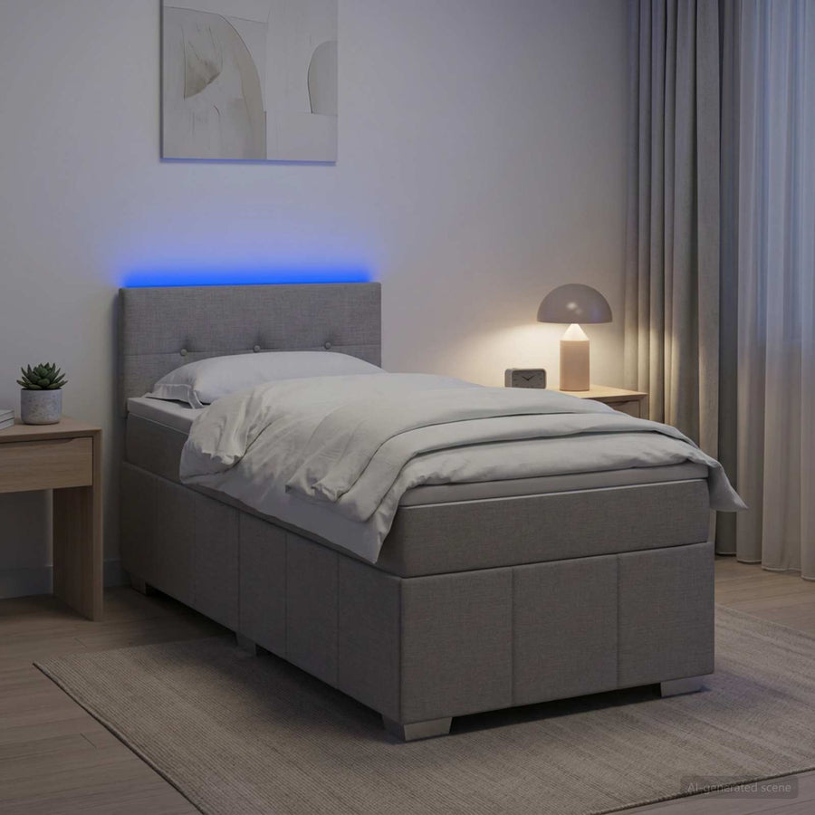 Boxspringbed met matras Lichtgrijs 100 x 200 cm Stof
