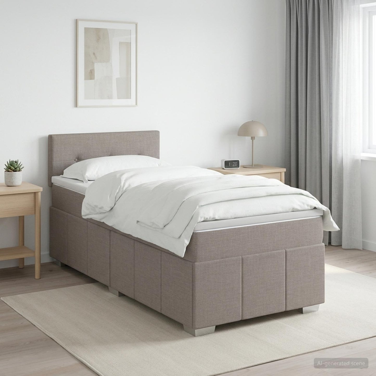 Boxspringbed met matras met hoofdeinde Taupe 90 x 200 cm Stof