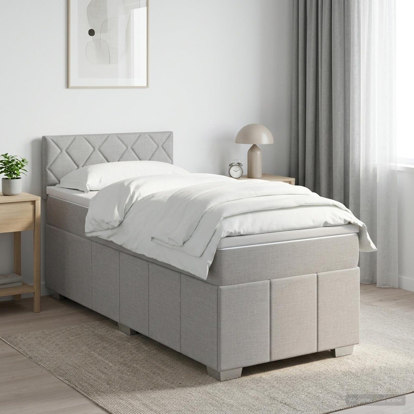 Boxspringbed met matras Lichtgrijs 100 x 200 cm Stof