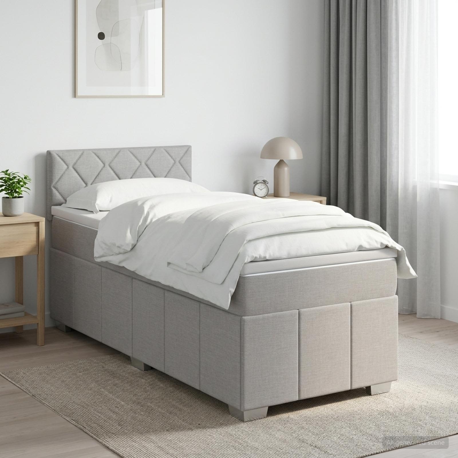 Boxspringbed met matras Lichtgrijs 100 x 200 cm Stof