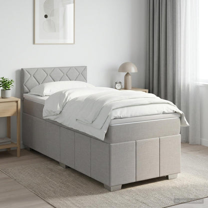 Boxspringbed met matras Lichtgrijs 100 x 200 cm Stof