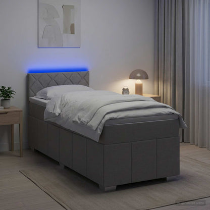 Boxspringbed met matras Lichtgrijs 100 x 200 cm Stof