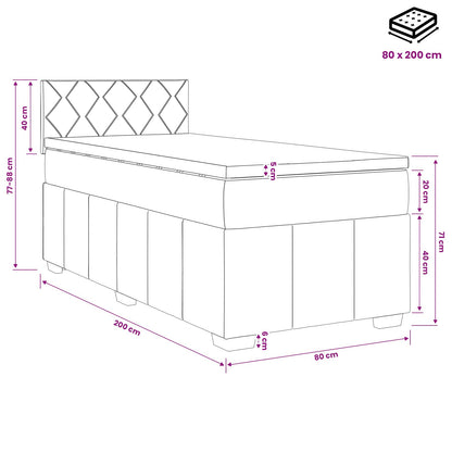 Boxspringbed met matras Lichtgrijs 80 x 200 cm Stof