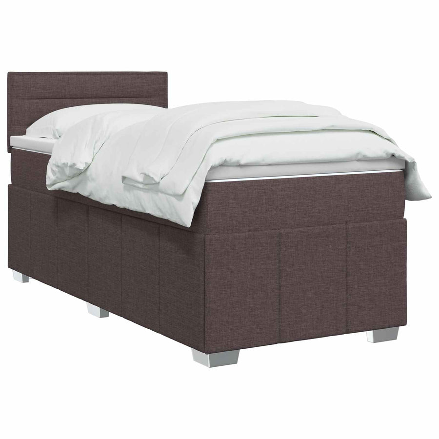 Boxspringbed met matras Donkerbruin 90 x 200 cm Stof