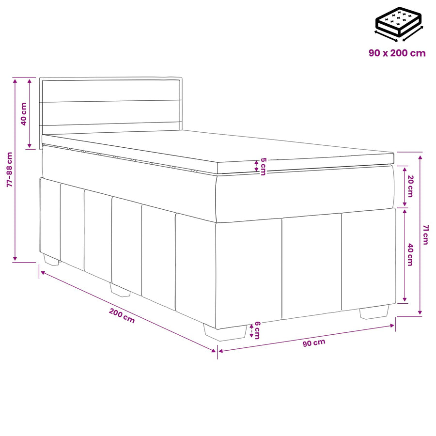 Boxspringbed met matras Donkerbruin 90 x 200 cm Stof
