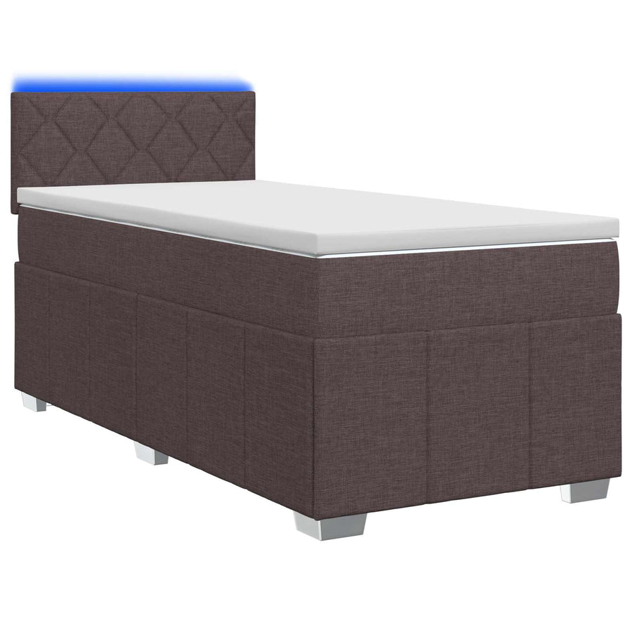 Boxspringbed met matras Donkerbruin 90 x 200 cm Stof