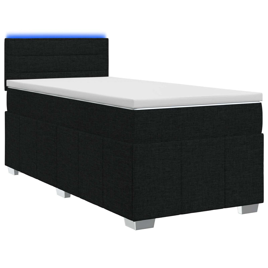 Boxspringbed met matras met hoofdeinde Zwart 100 x 200 cm Stof